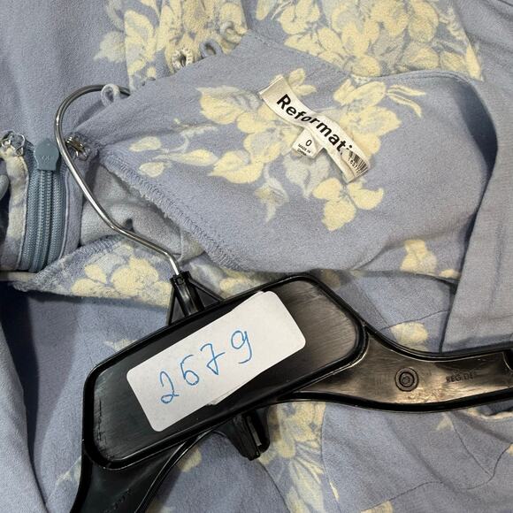 Reformation Reverie blue floral Dress Size 0 - Picture 3 of 8